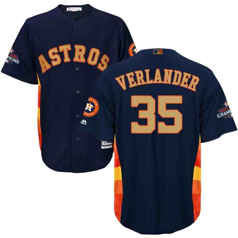 Astros 35 Justin Verlander Navy 2018 Gold Program Cool Base Jersey