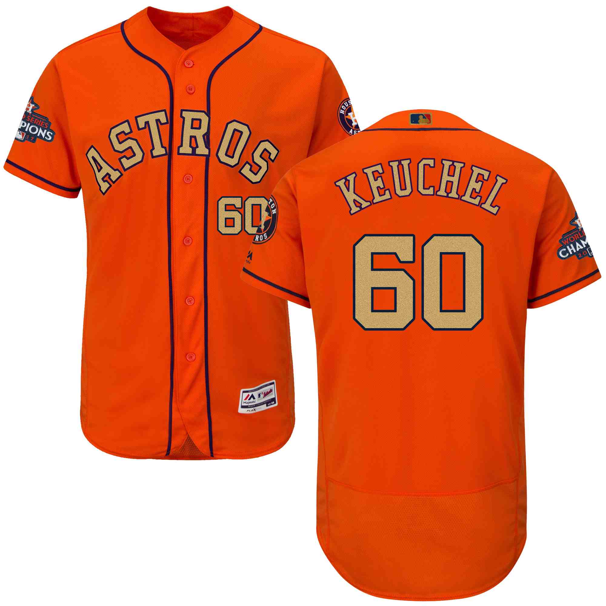 Astros 60 Dallas Keuchel Orange 2018 Gold Program Flexbase Jersey