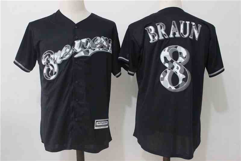 Brewers 8 Ryan Braun Black Cool Base Jersey