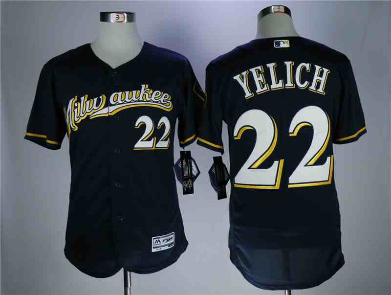 Brewers 22 Christian Yelich Navy Flexbase Jersey