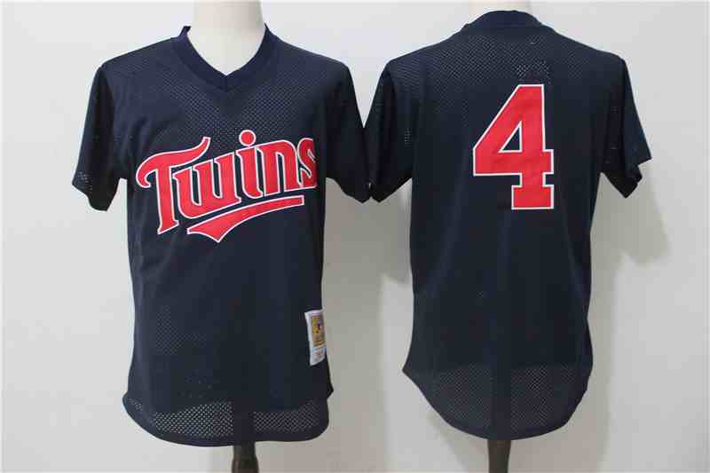 Twins 4 Paul Molitor Navy Blue 1996 Throwback Mesh Batting Practice Jersey