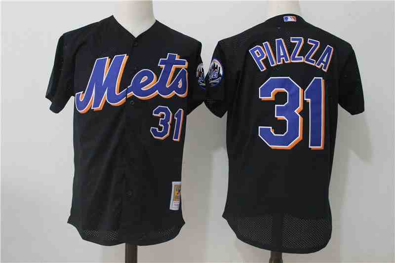 Mets 31 Mike Piazza Black Cooperstown Collection Mesh Batting Practice Jersey