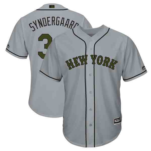 Mets 34 Noah Syndergaard Gray 2018 Memorial Day Cool Base Jersey