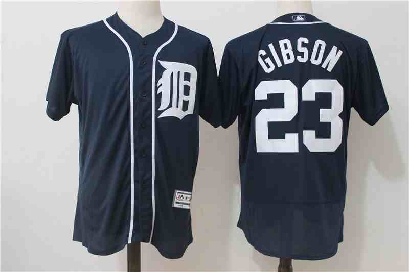 Tigers 23 Kirk Gibson Navy Flexbase Jersey
