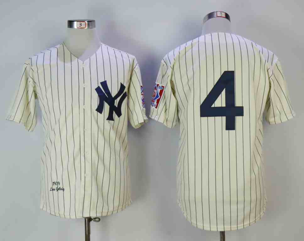 Yankees 4 Lou Gehrig Cream 1939 Mitchell & Ness Jersey