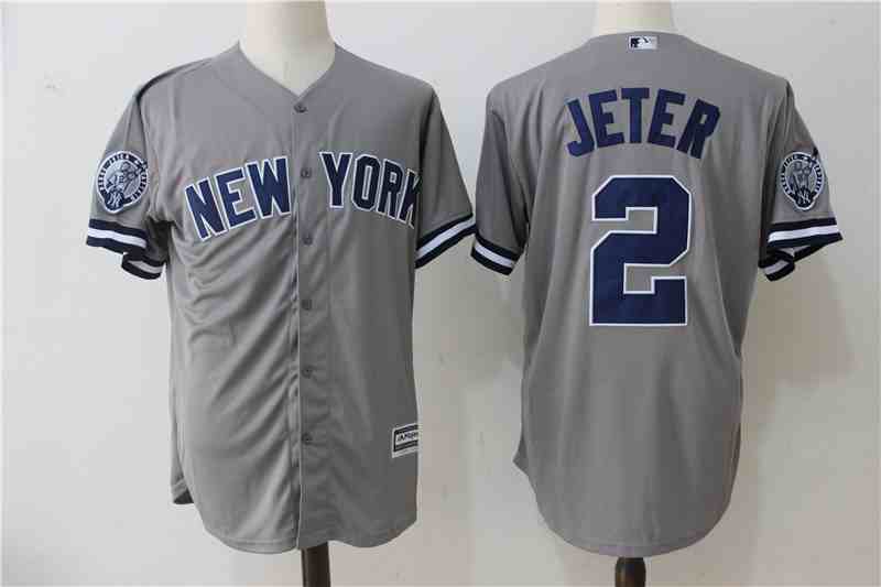 Yankees 2 Derek Jeter Gray Retirement Patch Cool Base Jersey
