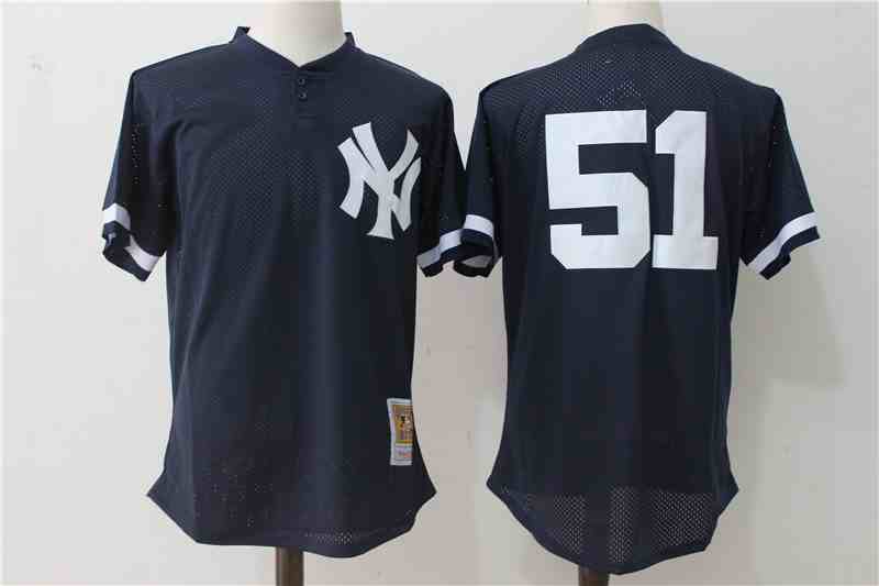 Yankees 51 Bernie Williams Navy Cooperstown Collection Mesh Batting Practice Jersey