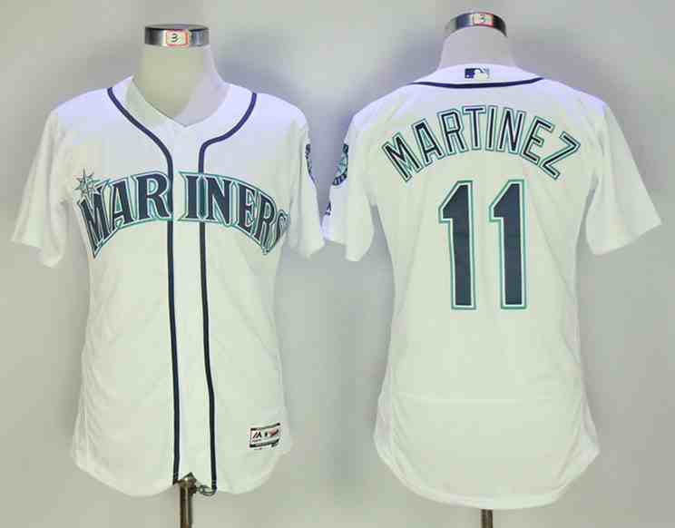 Mariners 11 Edgar Martinez White Flexbase Jersey