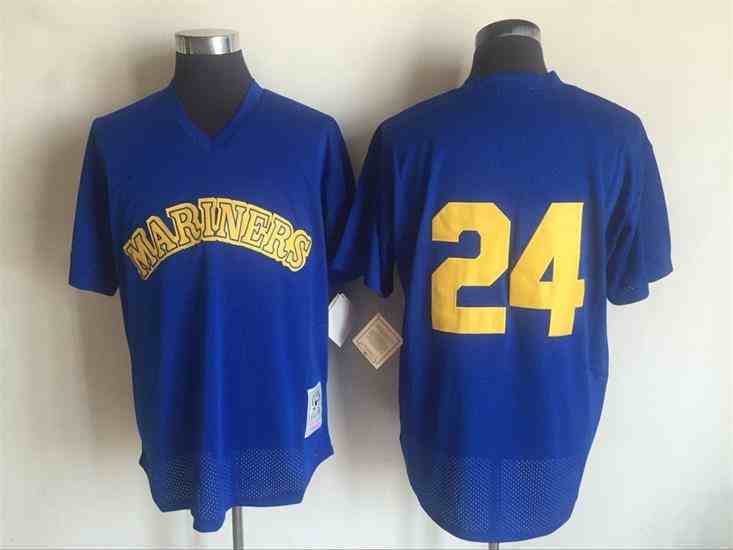 Mariners 24 Ken Griffey Jr. Blue Cooperstown Collection Batting Practice Jersey