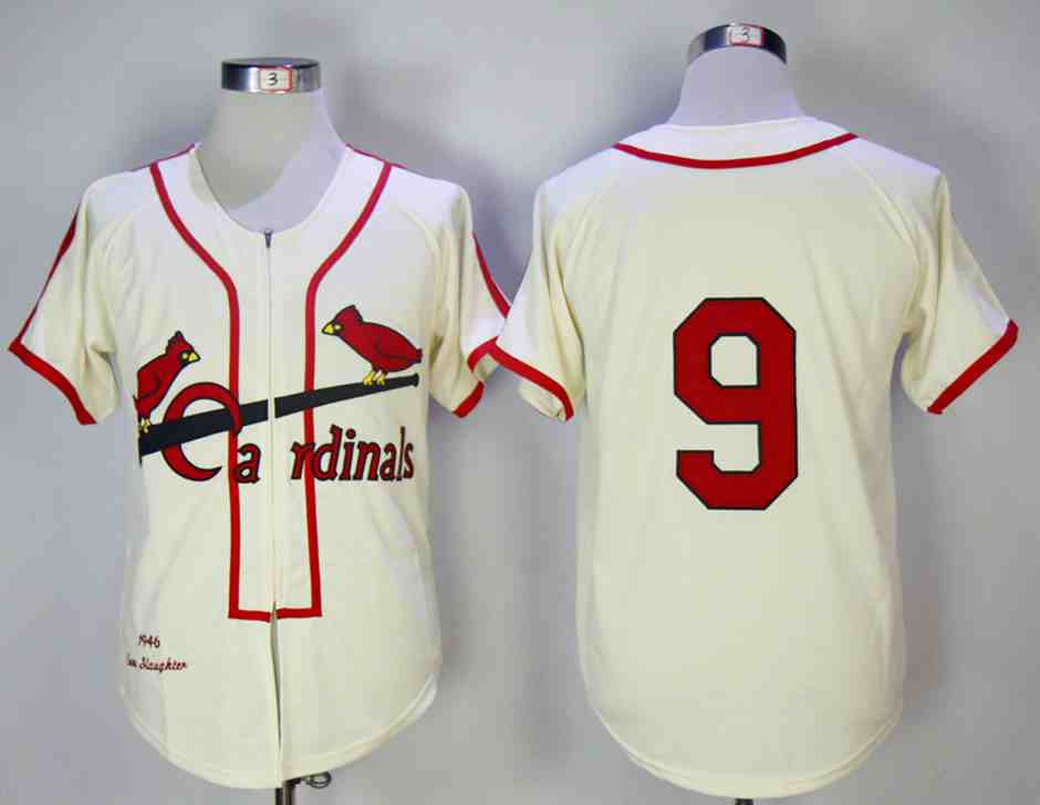 Cardinals 9 Roger Maris Cream 1946 Mitchell & Ness Jersey