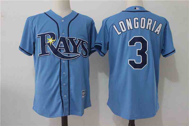 Rays 3 Evan Longoria Light Blue Cool Base Jersey