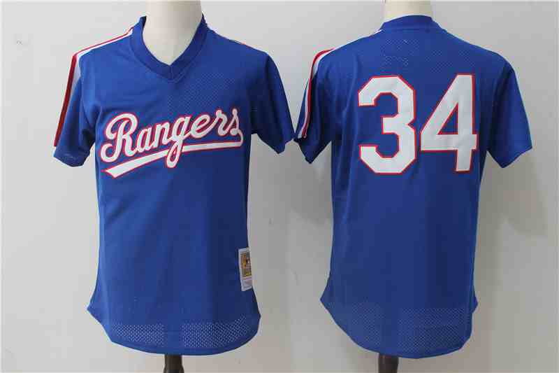 Rangers 34 Nolan Ryan Royal 1989 Cooperstown Collection Mesh Batting Practice Jersey