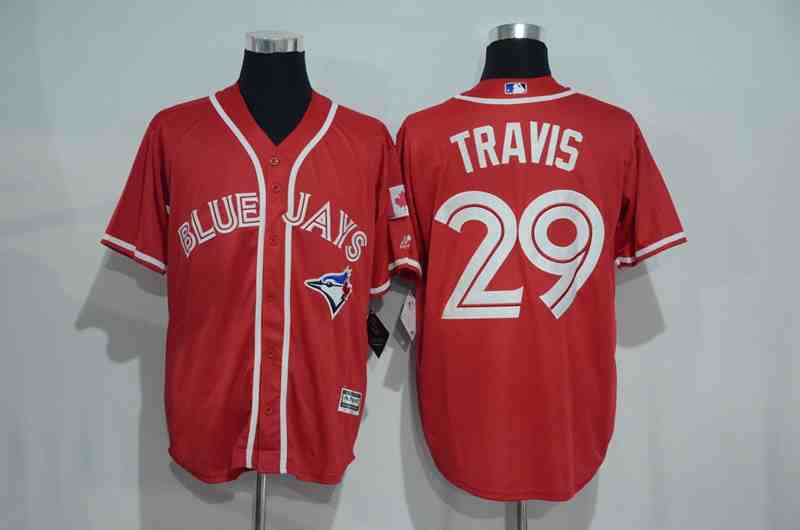 Blue Jays 29 Devon Travis Red Alternate Cool Base Jersey