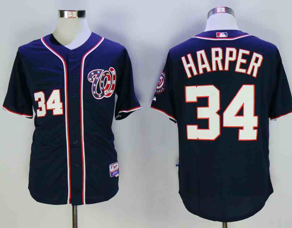 Nationals 34 Bryce Harper Navy Cool Base Jersey