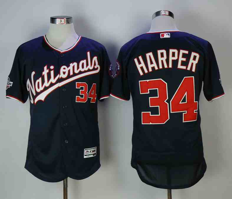 Nationals 34 Bryce Harper Navy 2018 All-Star Game Flexbase Jersey