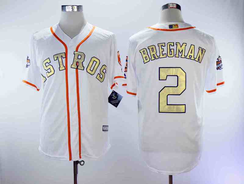 Astros 2 Alex Bregman White 2018 Gold Program Cool Base  Jersey