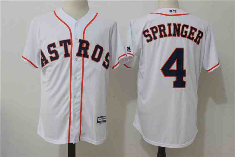 Astros 4 George Springer White Cool Base Jersey