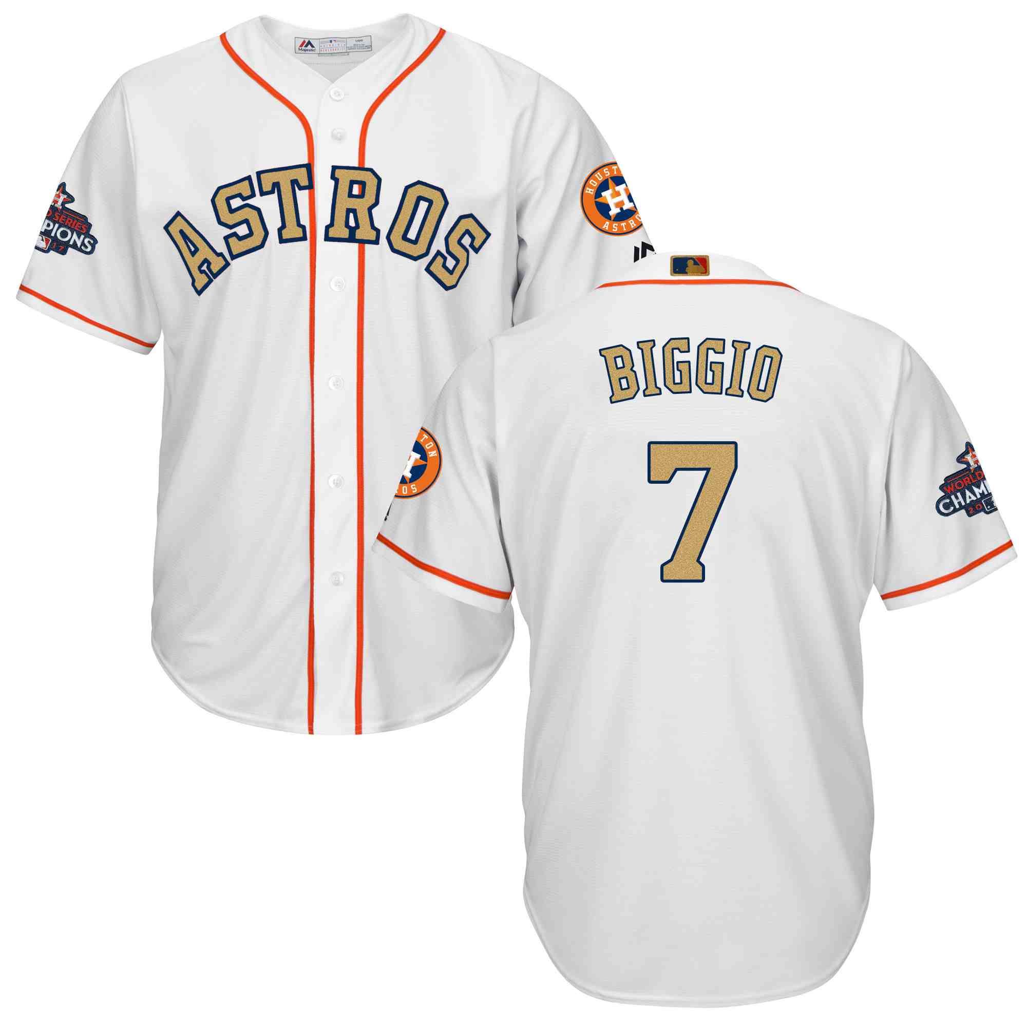 Astros 7 Craig Biggio White Gold Program Cool Base Jersey