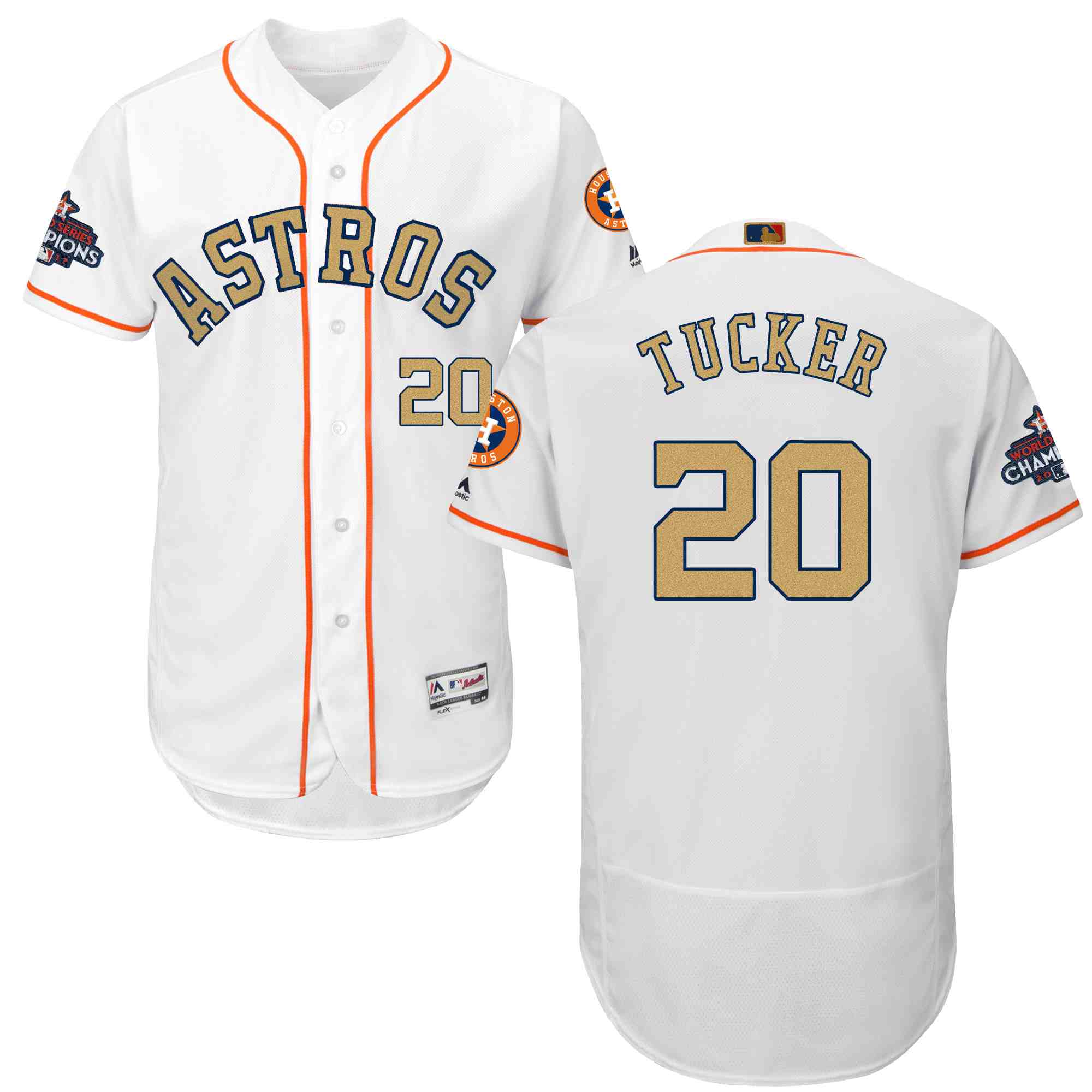 Astros 20 Preston Tucker White 2018 Gold Program Flexbase Jersey
