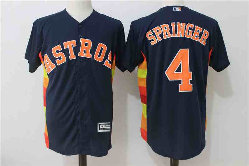 Astros 4 George Springer Navy Alternate Cool Base Jersey