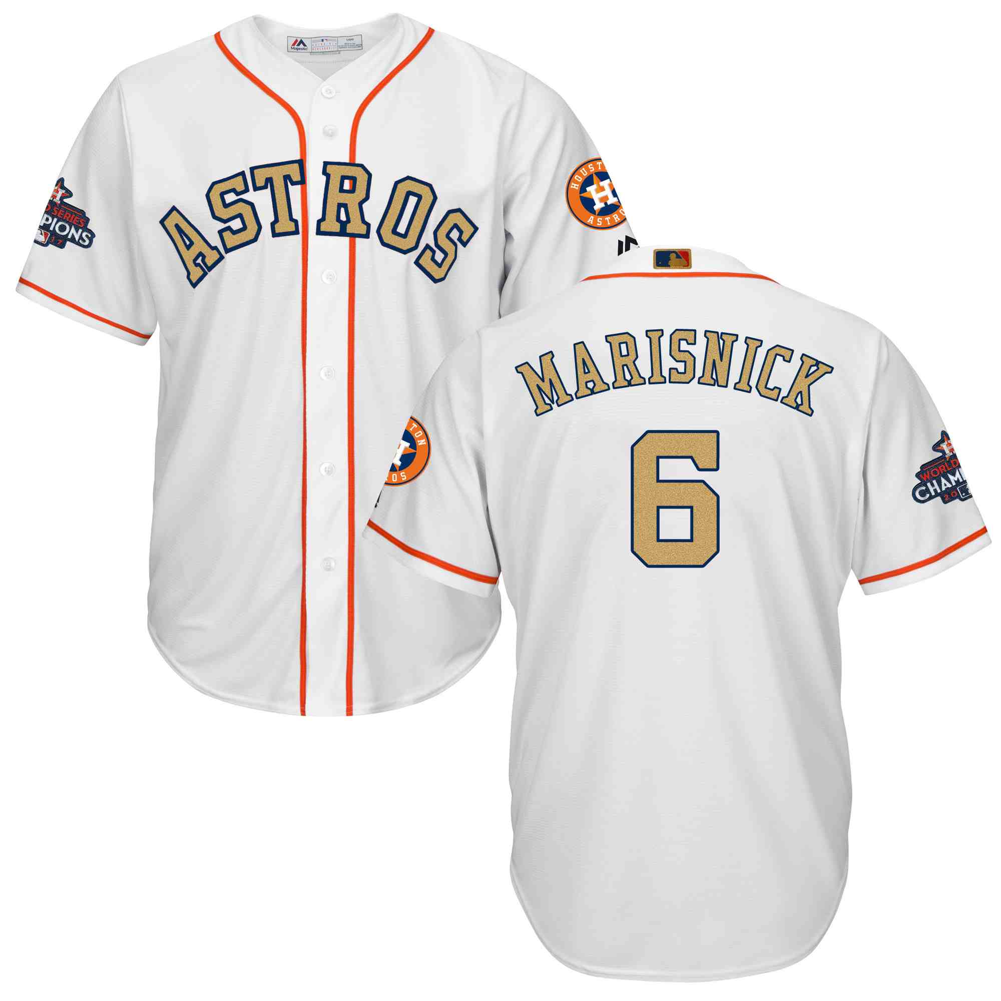 Astros 6 Jake Marisnick White 2018 Gold Program Cool Base Jersey