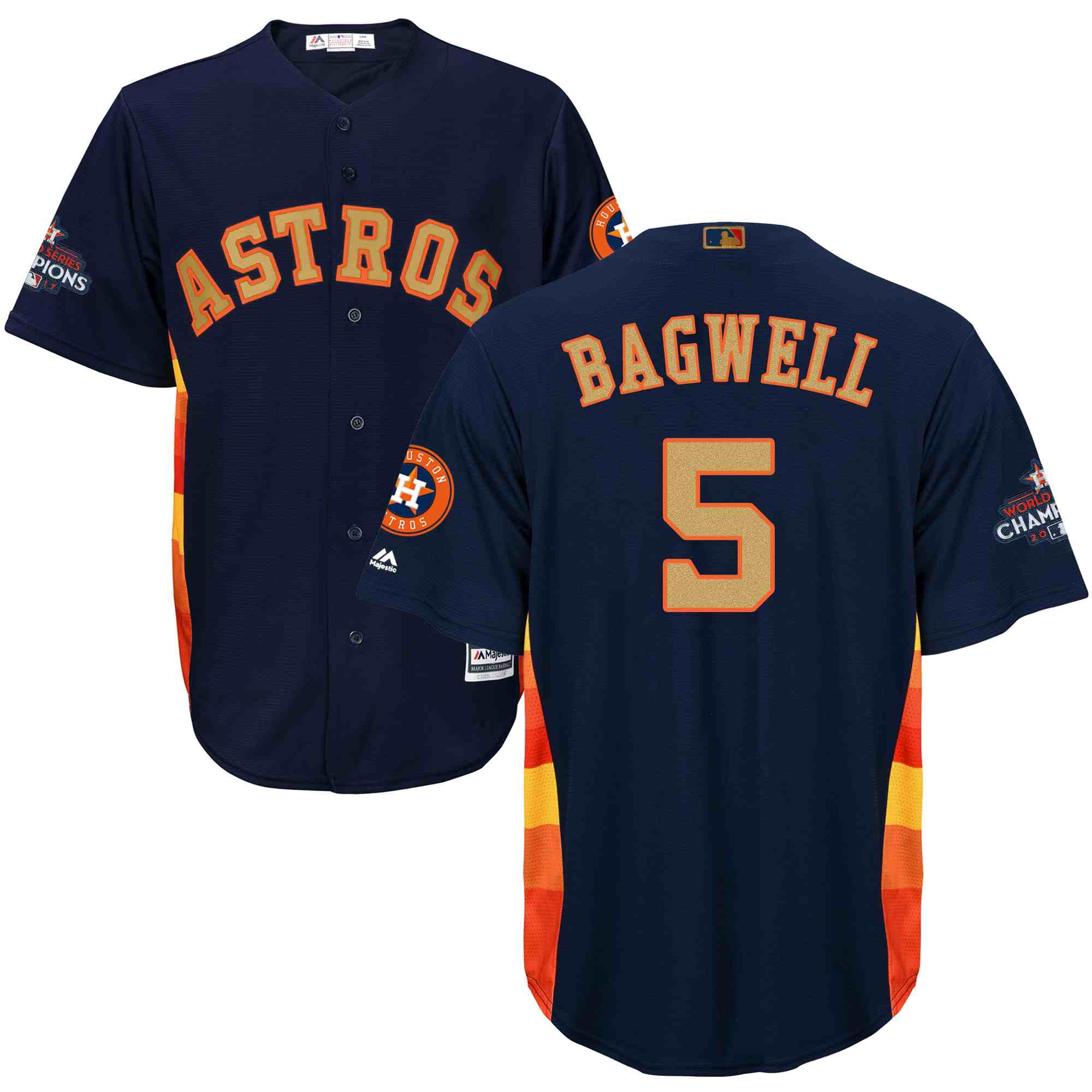 Astros 5 Jeff Bagwell Navy 2018 Gold Program Cool Base Jersey