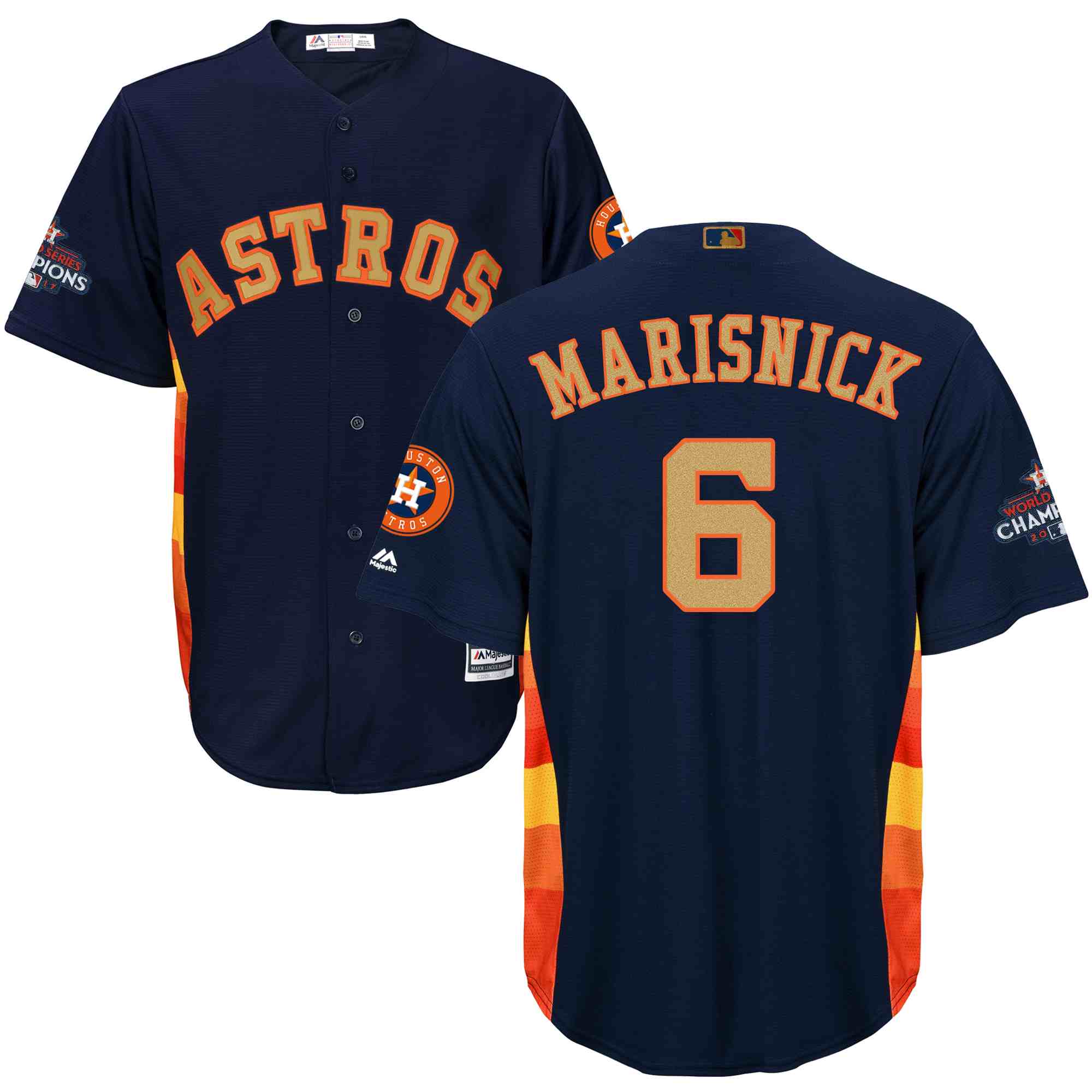 Astros 6 Jake Marisnick Navy 2018 Gold Program Cool Base Jersey