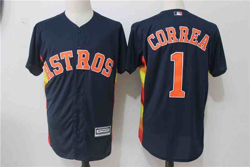 Astros 1 Carlos Correa Navy Alternate Cool Base Jersey
