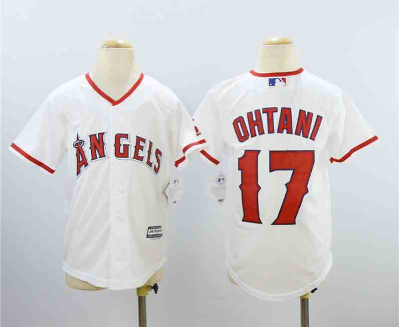 Angels 17 Shohei Ohtani White Youth Cool Base Jersey
