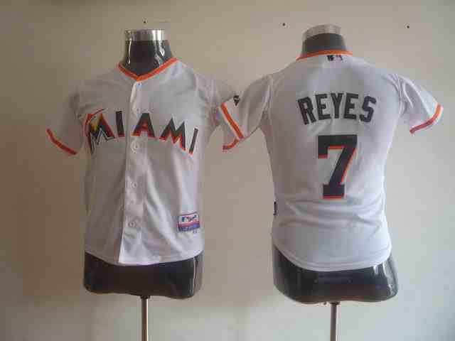 Marlins 7 Reyes White Kids Jersey