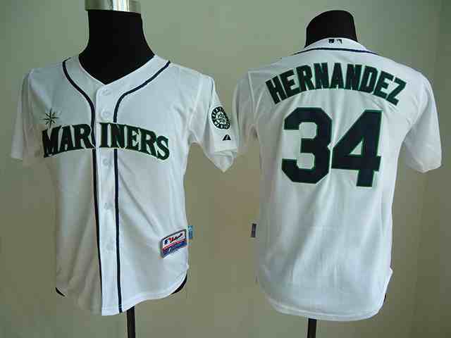 Mariners 34 Hernandez White Youth Jersey