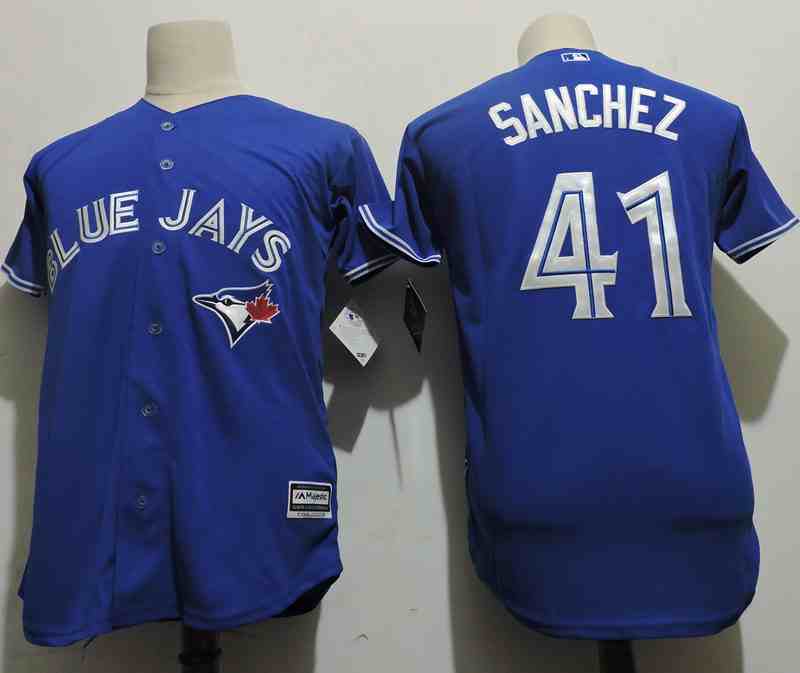 Blue Jays 41 Aaron Sanchez Blue Youth Cool Base Jersey