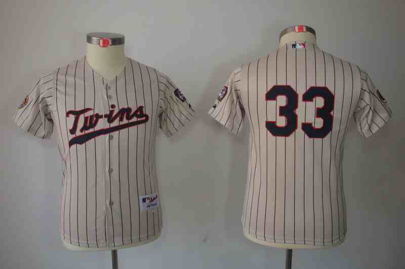 Twins 33 Justin Morneau Cream Kids Jersey