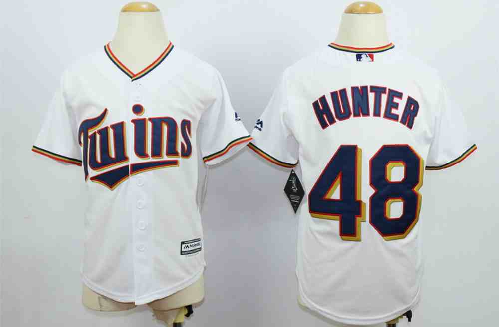Twins 48 Torii Hunter White Youth New Cool Base Jersey
