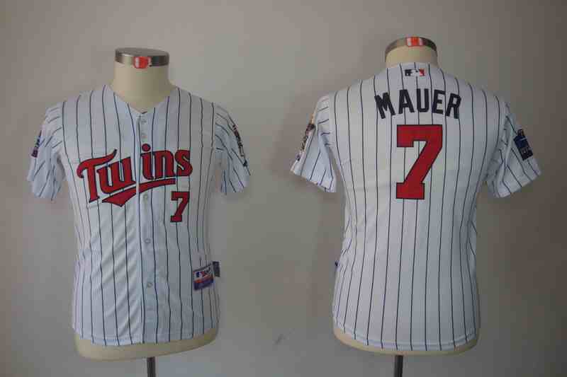 Twins 7 Joe Mauer White Kids Jersey