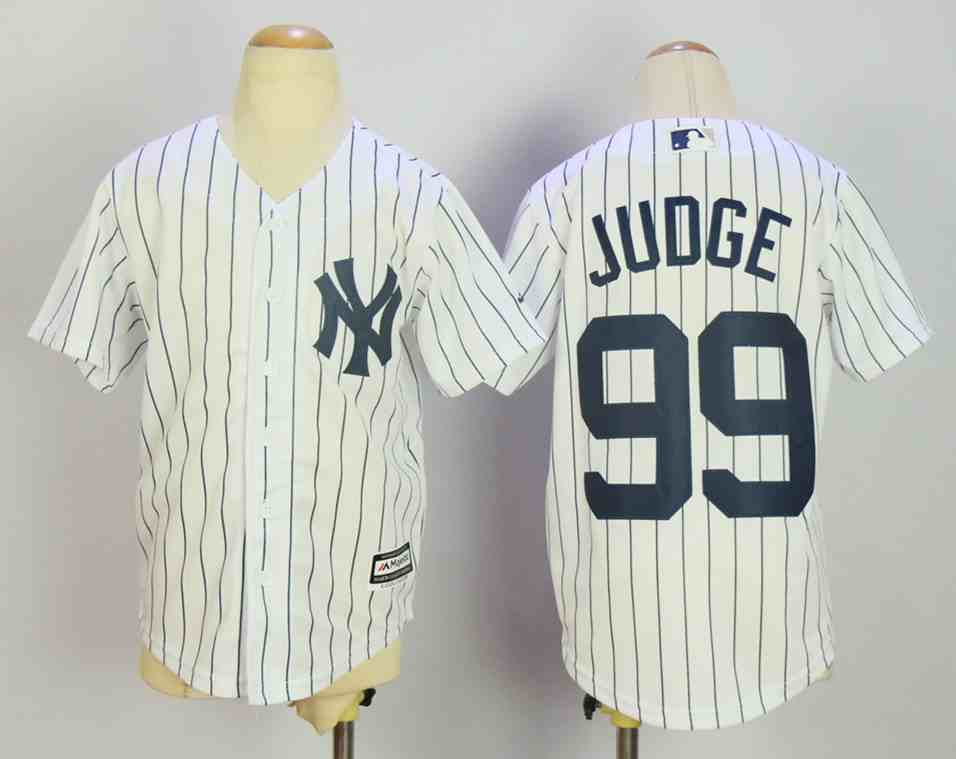Yankees 99 Aaron Judge White Youth Cool Base Jersey