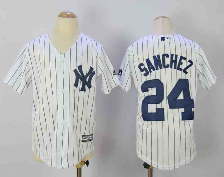 Yankees 24 Gary Sanchez White Youth Cool Base Jersey