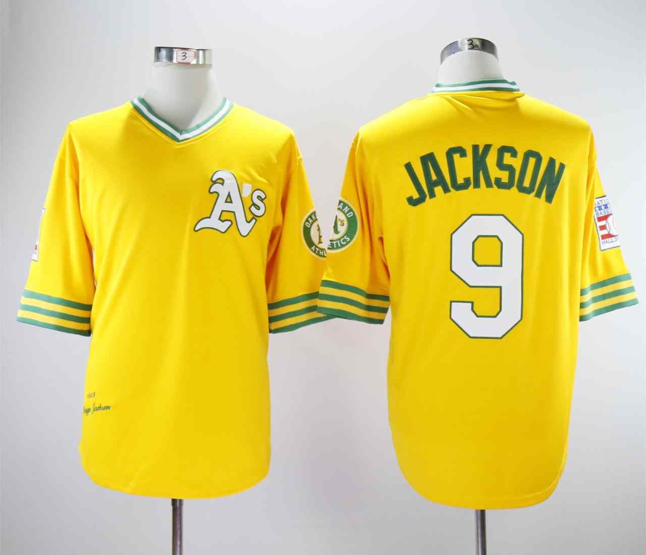 Athletics 9 Reggie Jackson Yellow Turn Back The Clock Copperstown Collection