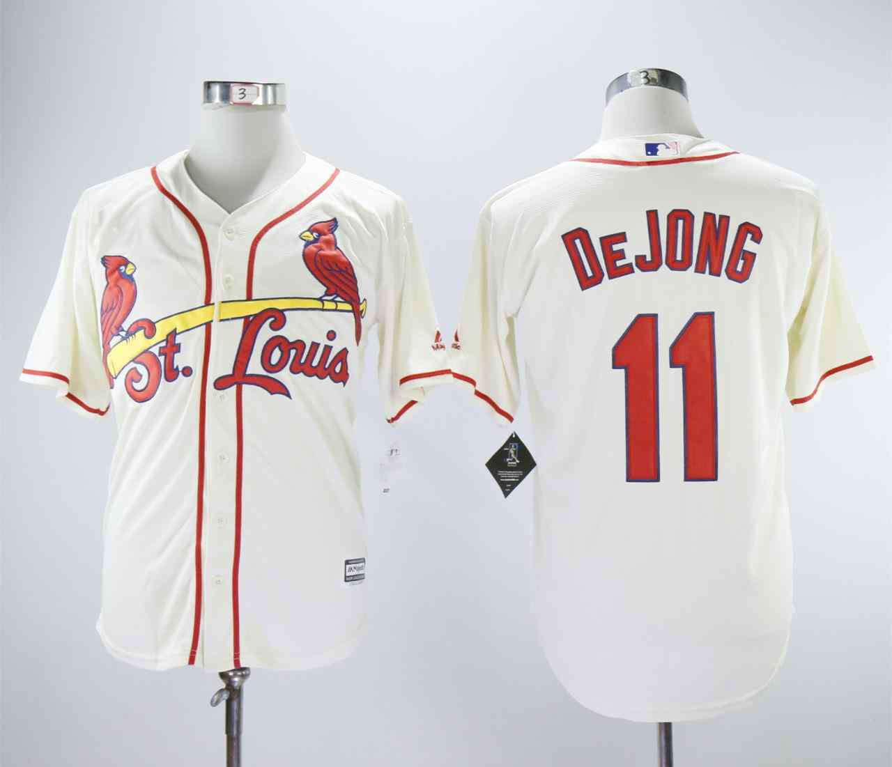 Cardinals 11 Paul DeJong Cream Cool Base Jersey