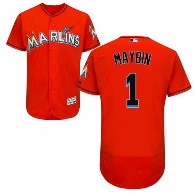 marlins #1 Cameron Maybin Orange Flexbase Authentic Collection Stitched Baseball Jersey