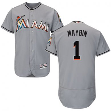 marlins #1 Cameron Maybin Grey Flexbase Authentic Collection Stitched Baseball Jersey