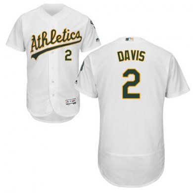 Athletics #2 Khris Davis White Flexbase Authentic Collection Stitched Baseball Jersey