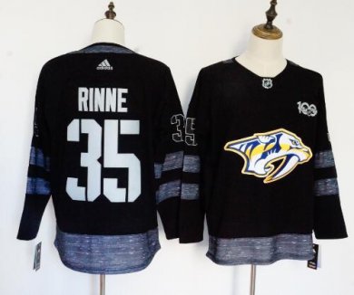 Predators #35 Pekka Rinne Black 1917 2017 100th Anniversary Adidas Jersey
