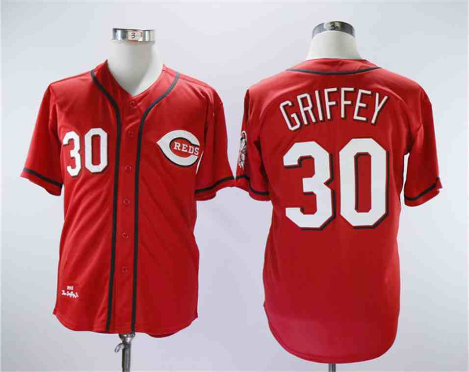 Reds 30 Ken Griffey Jr Red Throwback Jersey