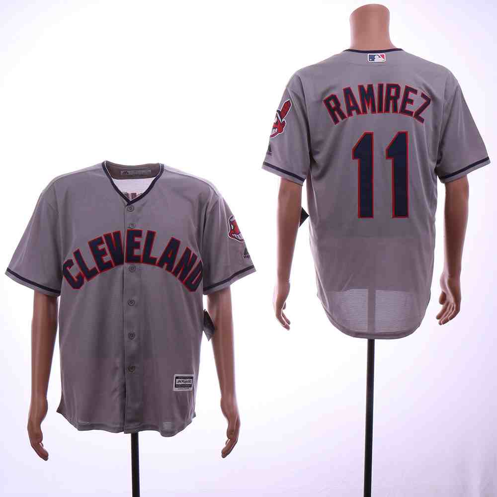 Indians 11 Jose Ramirez Gray Cool Base Jersey