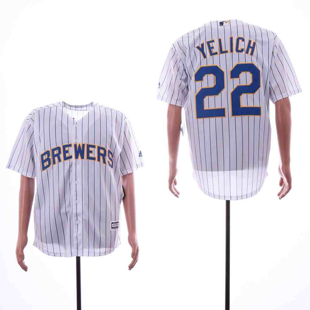 Brewers 22 Christian Yelich White Cool Base Jersey