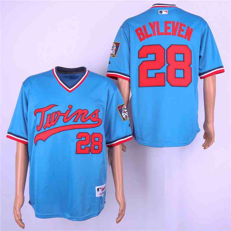 Twins 28 Bert Blyleven Blue Turn Back The Clock Jersey