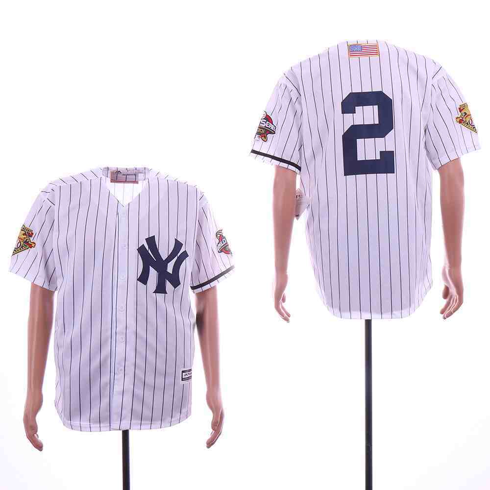 Yankees 2 Derek Jeter White 2000 World Series Cool Base Jersey