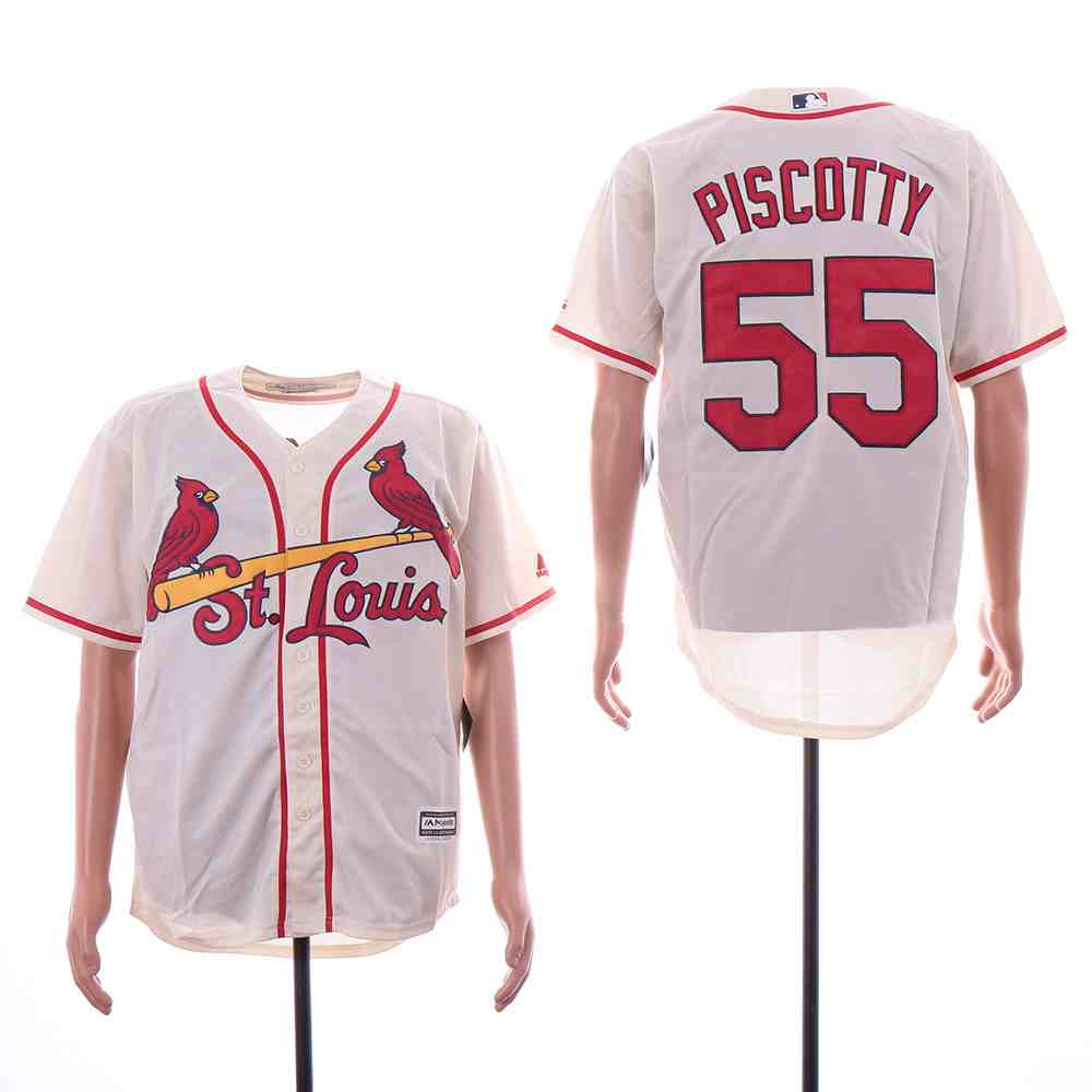 Cardinals 55 Stephen Piscotty Cream Cool Base Jersey