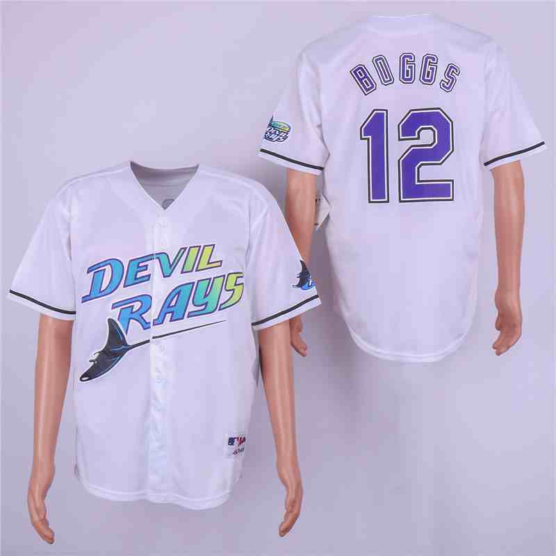 Rays 12 Wade Boggs White Cooperstown Collection Jersey